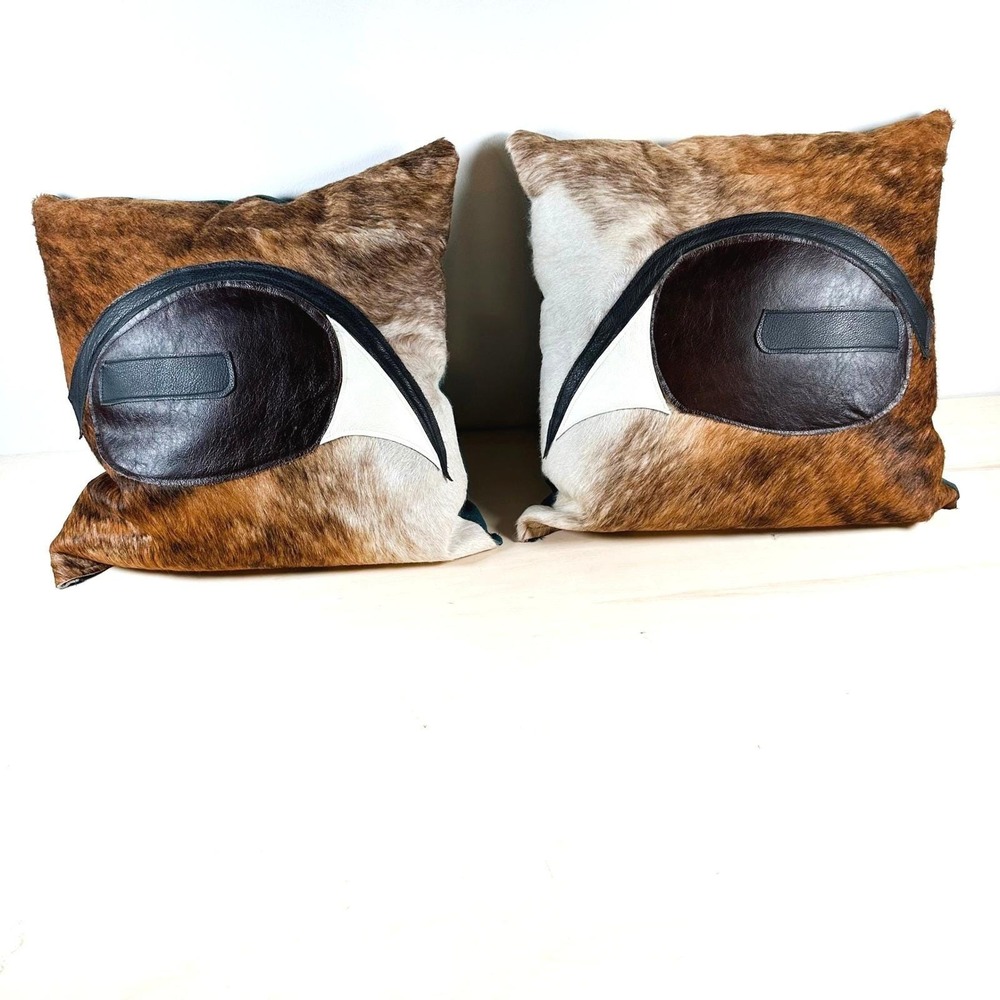 Cow Hair Leather Eye‎ Pillows Accent Sofa Handmade Western Southwestern